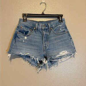 Levi's Blue Distressed Jean Shorts
